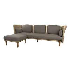 Cane-Line - Arch 3-pers. sofa m/lavt arm-/ryglæn & chaiselong Taupe, Cane-line AirTouch hynder Natural/Taupe Cane-line Flat Weave